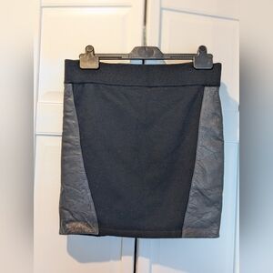 Rag & Bone Black Leather & Wool Mini Skirt